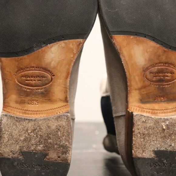 Scarosso Women's Size 38.5 US8 Gray Taupe Blue Giancarlo Chelsea Boots MSRP $495 - Picture 11 of 11
